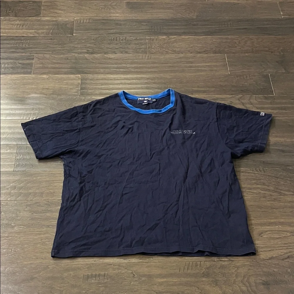 Polo Sport Ralph Lauren Marine Systems Ringer T Shirt blue Vintage Mens Size XXL